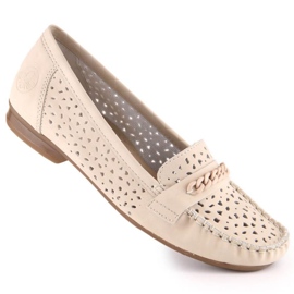 Pohodlné prolamované mokasíny Rieker W 40068-60 béžový 1