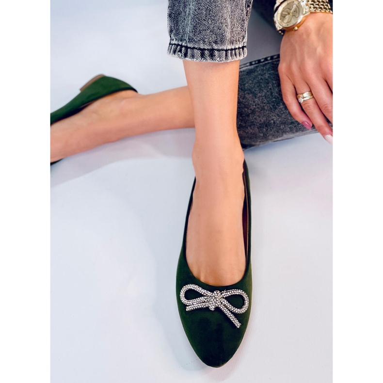 Baleríny Batten Green Almond Toe zelený 2