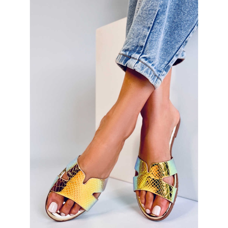 BM Dámské opalizující pantofle Duey Gold zlatý 2