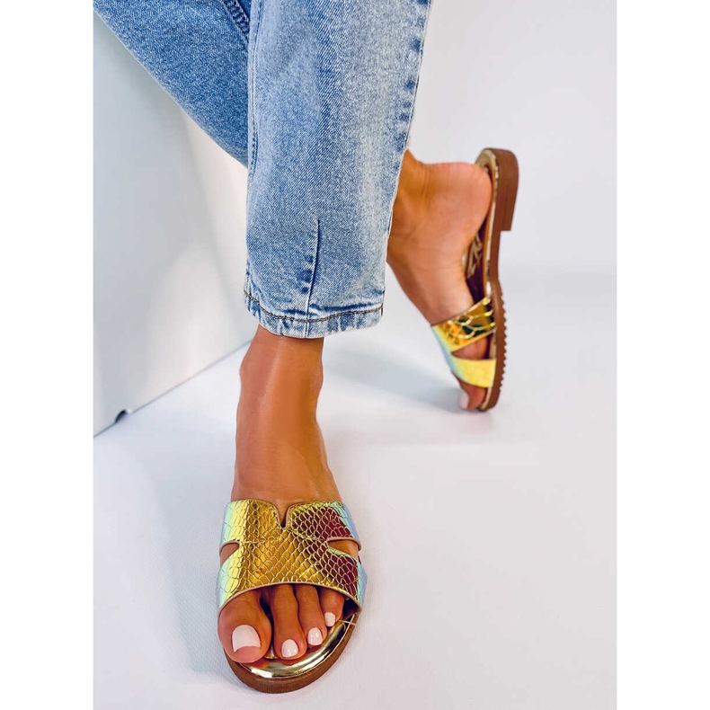 BM Dámské opalizující pantofle Duey Gold zlatý 1