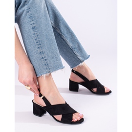 Černé semišové sandály na podpatku značky Shelovet černá 1