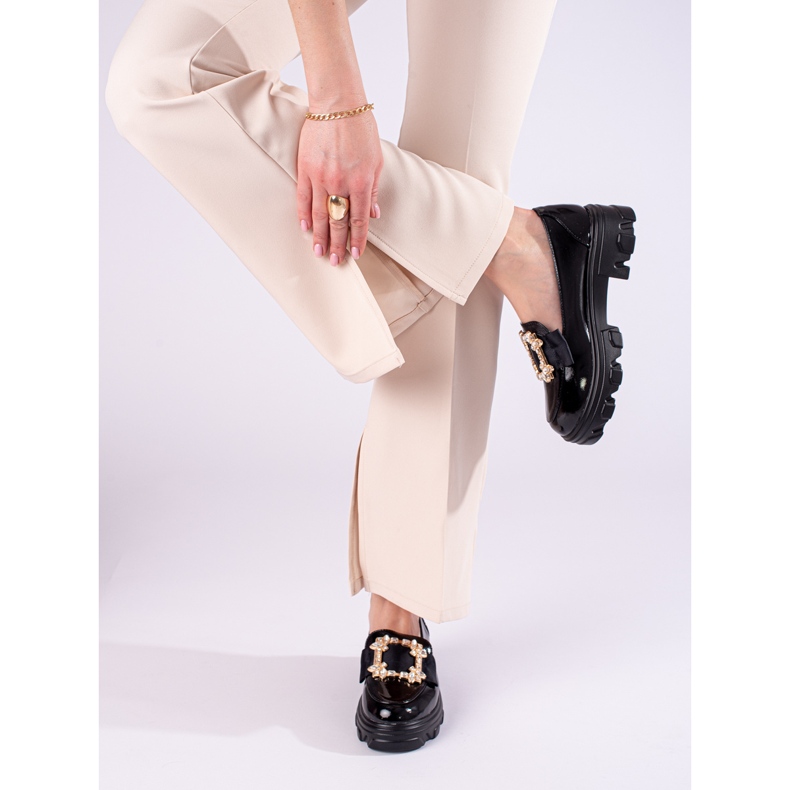 W. Potocki Černé lakované mokasíny na silné podrážce od T.Potocki černý 1