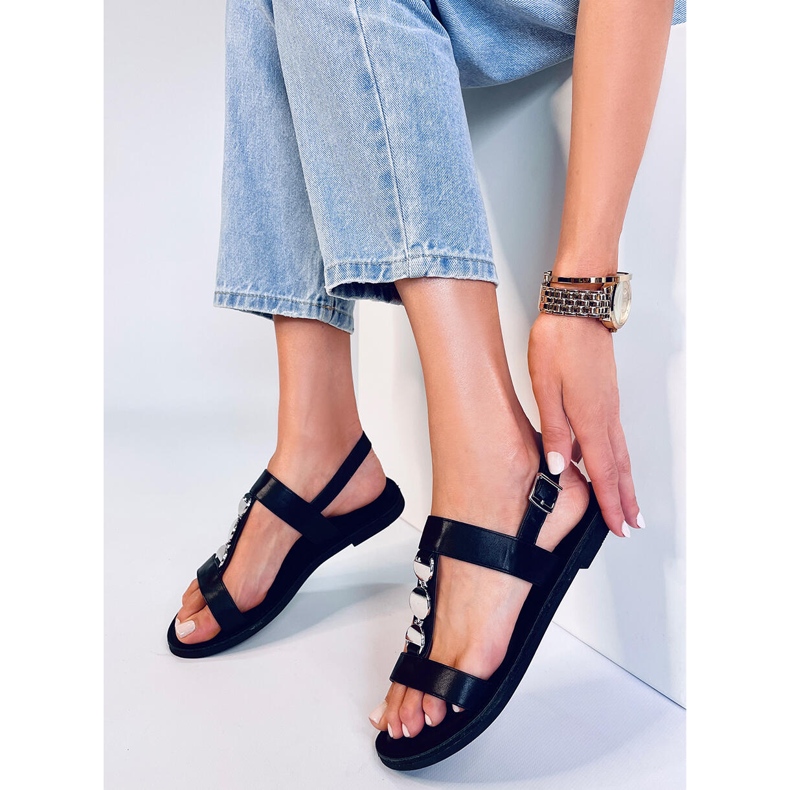 BM Cheek Black metalické dámské sandály černá 2 BM Cheek Black metalické dámské sandály černá 2