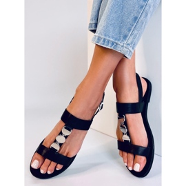 BM Cheek Black metalické dámské sandály černá 1 BM Cheek Black metalické dámské sandály černá 1