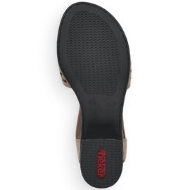 Rieker 64677-64 béžové kožené sandály na vysokém podpatku s gumičkou béžový 6