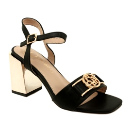 Filippo Dámské sandály na zlatém sloupku s ozdobou DS4502 BK Black černý 1