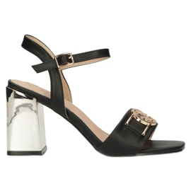 Filippo Dámské sandály na zlatém sloupku s ozdobou DS4502 BK Black černá 5