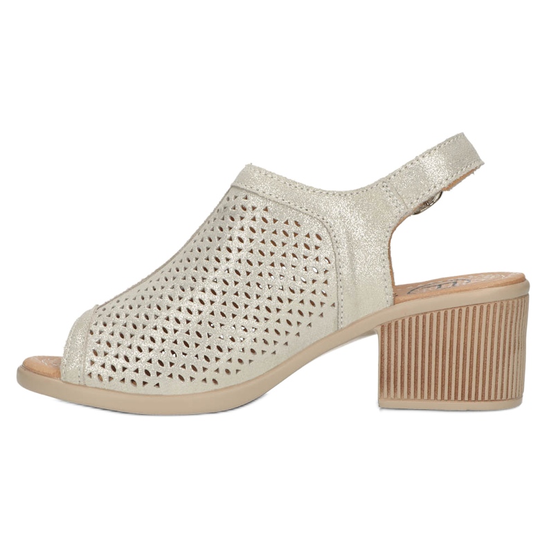 Béžové/zlaté prolamované kožené sandály Filippo DS4475 zlatý 4