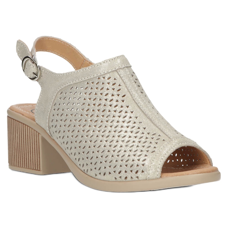 Béžové/zlaté prolamované kožené sandály Filippo DS4475 zlatý 3