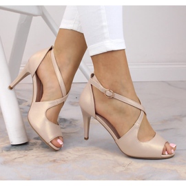 Dámské béžové jehličkové sandály Sergio Leone SK429 béžový 1