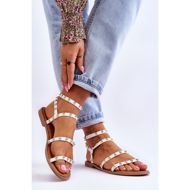 PG1 Dámské sandály s ozdobnými cvočky bílá Dorothy bílý 2