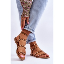 PG1 Dámské sandály s ozdobnými cvočky hnědé Dorothy hnědý 2