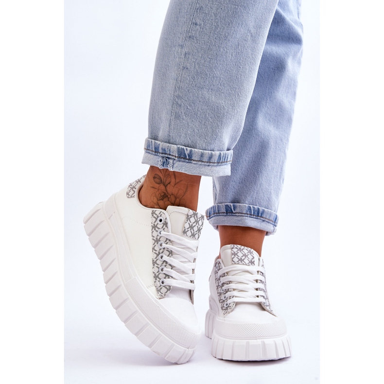 PG1 Dámské kožené tenisky na platformě bílé Alison bílý 1