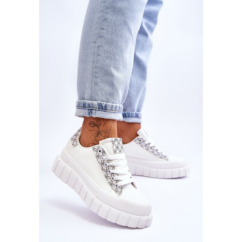 PG1 Dámské kožené tenisky na platformě bílé Alison bílý 2