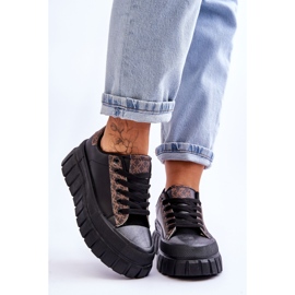 PG1 Dámské kožené tenisky na platformě černé Alison černý 1