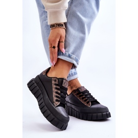 PG1 Dámské kožené tenisky na platformě černé Alison černá 2