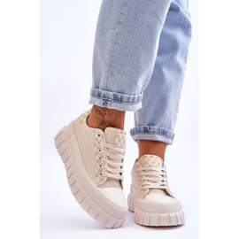 PG1 Dámské kožené tenisky na platformě béžové Alison béžový 1