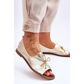 Dámské kožené baleríny zazoo 2660/007 Zlato zlatý 2