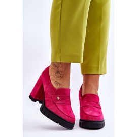 Vinceza Elegantní semišové vysoké podpatky Fuchsia Mintore růžový 1