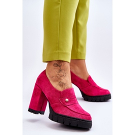 Vinceza Elegantní semišové vysoké podpatky Fuchsia Mintore růžový 2