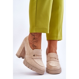 Vinceza Elegantní semišové vysoké podpatky béžová mintore béžový 1