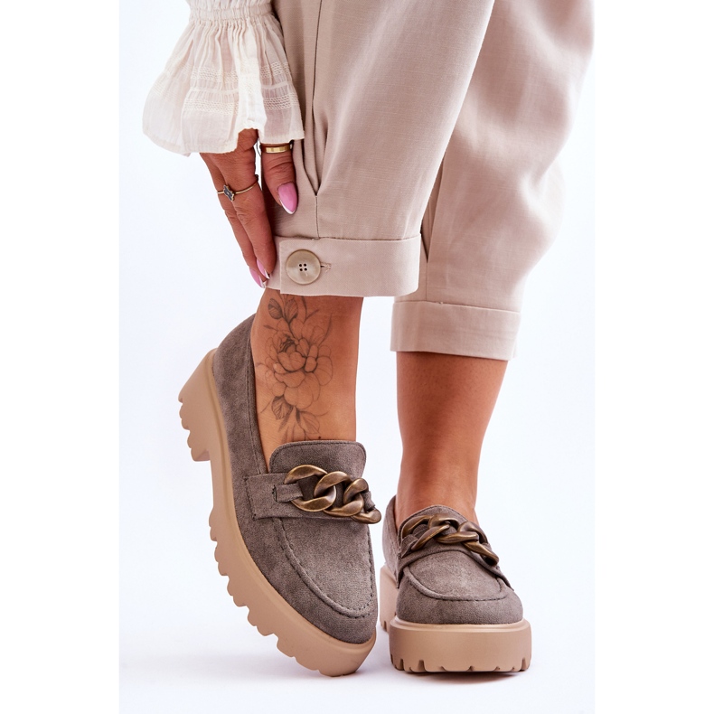 Dámské semišové mokasíny S.Barski HX52-222 šedé šedá 1