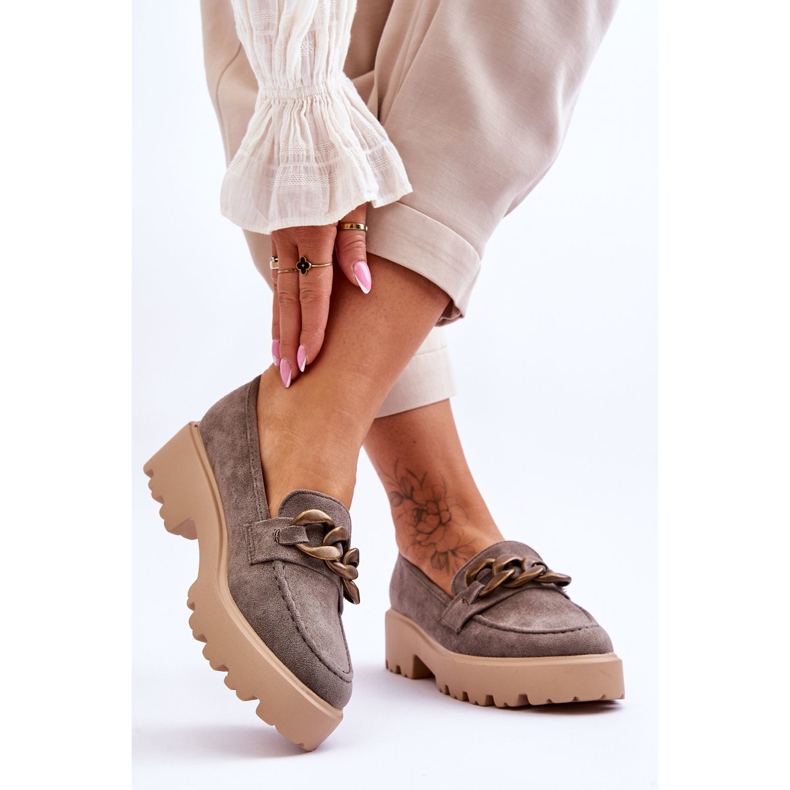 Dámské semišové mokasíny S.Barski HX52-222 šedé šedá 2