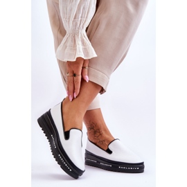 S.Barski Nazouvací kožené tenisky na platformě White Madeline bílý 2