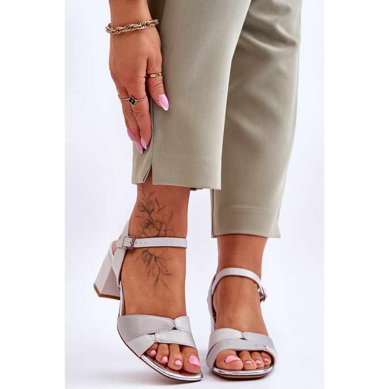 Sergio Leone SK898 šedé sandály na nízkém podpatku šedá 1