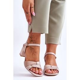 Sergio Leone SK898 Béžové sandály na nízkém podpatku béžový 1