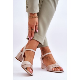 Sergio Leone SK898 Béžové sandály na nízkém podpatku béžový 2