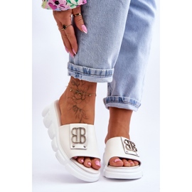 Vinceza Dámské pantofle na platformě s béžovým zdobením Monroe 1