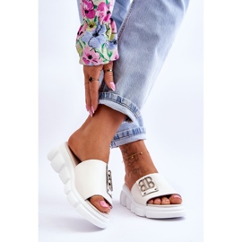 Vinceza Dámské pantofle na platformě s béžovým zdobením Monroe 2