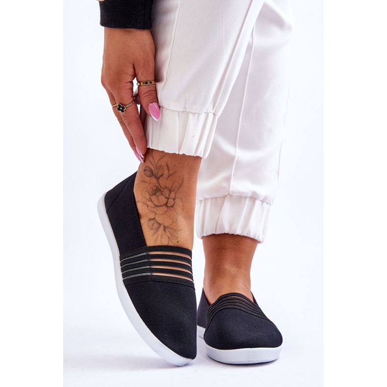 S.Barski Dámské nazouvací textilní tenisky Black Lilis černá 1