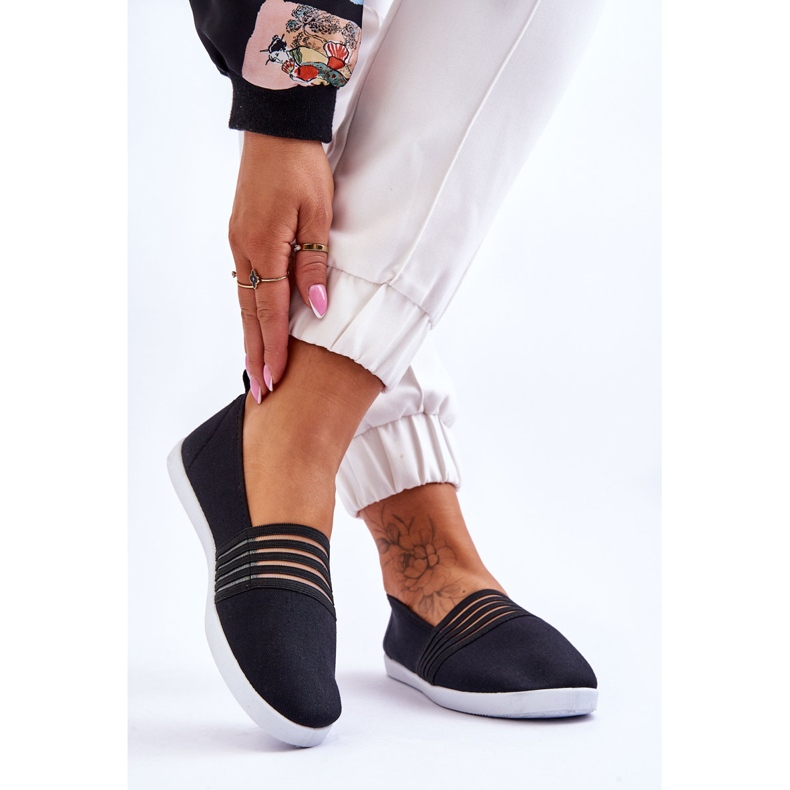 S.Barski Dámské nazouvací textilní tenisky Black Lilis černá 2