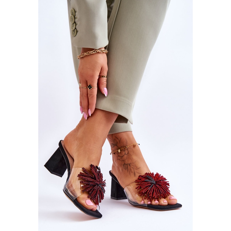 Módní transparentní pantofle na vysokém podpatku S.Barski KV-AP658-1 Black černá 2