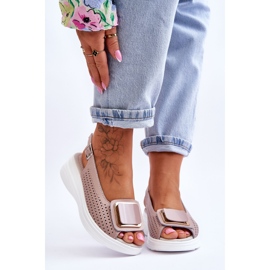 Prolamované kožené sandály S.Barski BN291 Růžové růžový 1