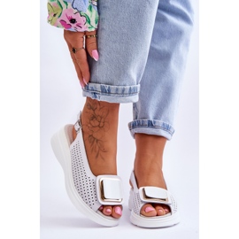 Prolamované kožené sandály S.Barski BN291 White bílý 1