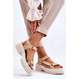 Dámské semišové sandály Big Star LL276036 Béžová béžový 2