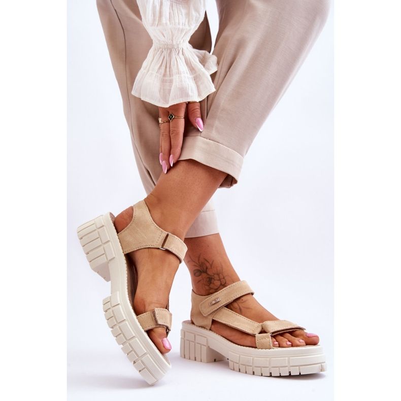 Dámské semišové sandály Big Star LL276036 Béžová béžový 2