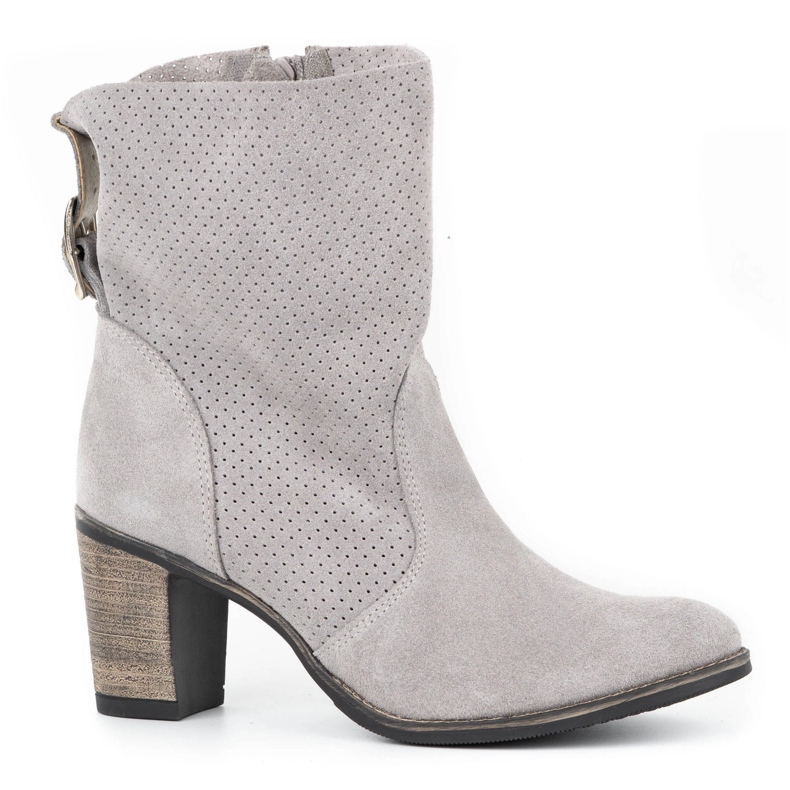 Olivier Prolamované kožené boty Sophia šedé šedá 1 Olivier Prolamované kožené boty Sophia šedé šedá 1