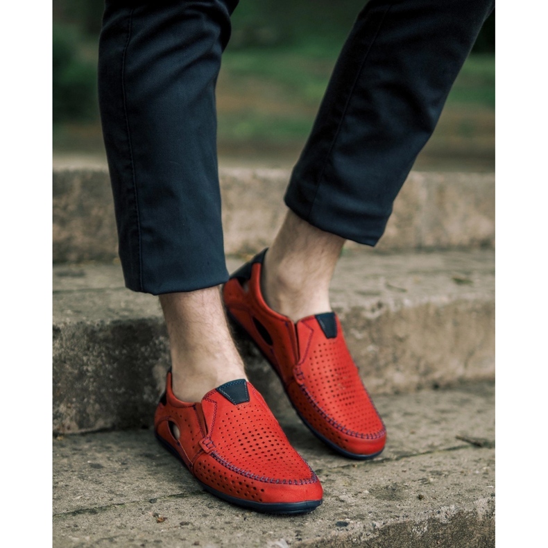 Mario Pala Pánské boty mokasíny 901 letní červené 1