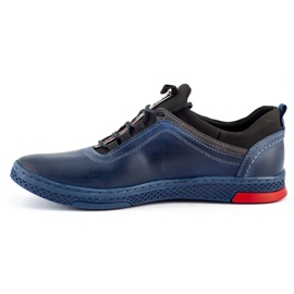 Polbut Pánské ležérní kožené boty K24 v tmavě modré barvě modrý 3