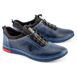 Polbut Pánské ležérní kožené boty K24 v tmavě modré barvě modrý 4