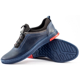 Polbut Pánské ležérní kožené boty K24 v tmavě modré barvě modrý 1