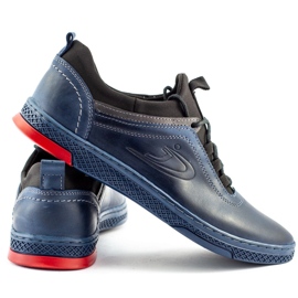 Polbut Pánské ležérní kožené boty K24 v tmavě modré barvě modrý 2