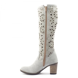 Olivier Prolamované boty na šedém podpatku šedá 1