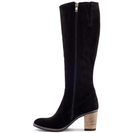 Olivier Černé dámské zateplené kozačky na sloupku černá 1 Olivier Černé dámské zateplené kozačky na sloupku černá 1