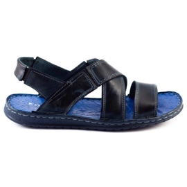 KOMODO Pánské kožené sandály 882K dark navy blue námořnická modř 1