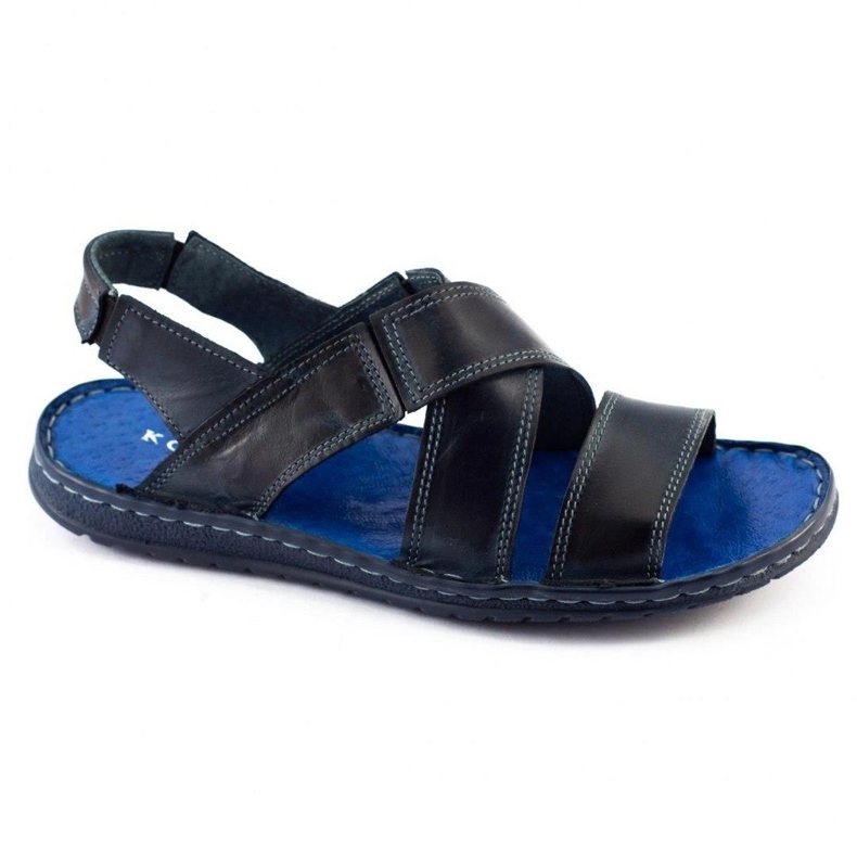 KOMODO Pánské kožené sandály 882K dark navy blue námořnická modř 2